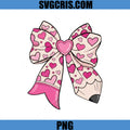 Cute Heart Pattern Bow Pencil Design PNG, Kawaii Love Clipart PNG