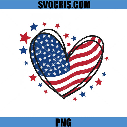American Flag Heart SVG, Patriotic Love USA Design PNG
