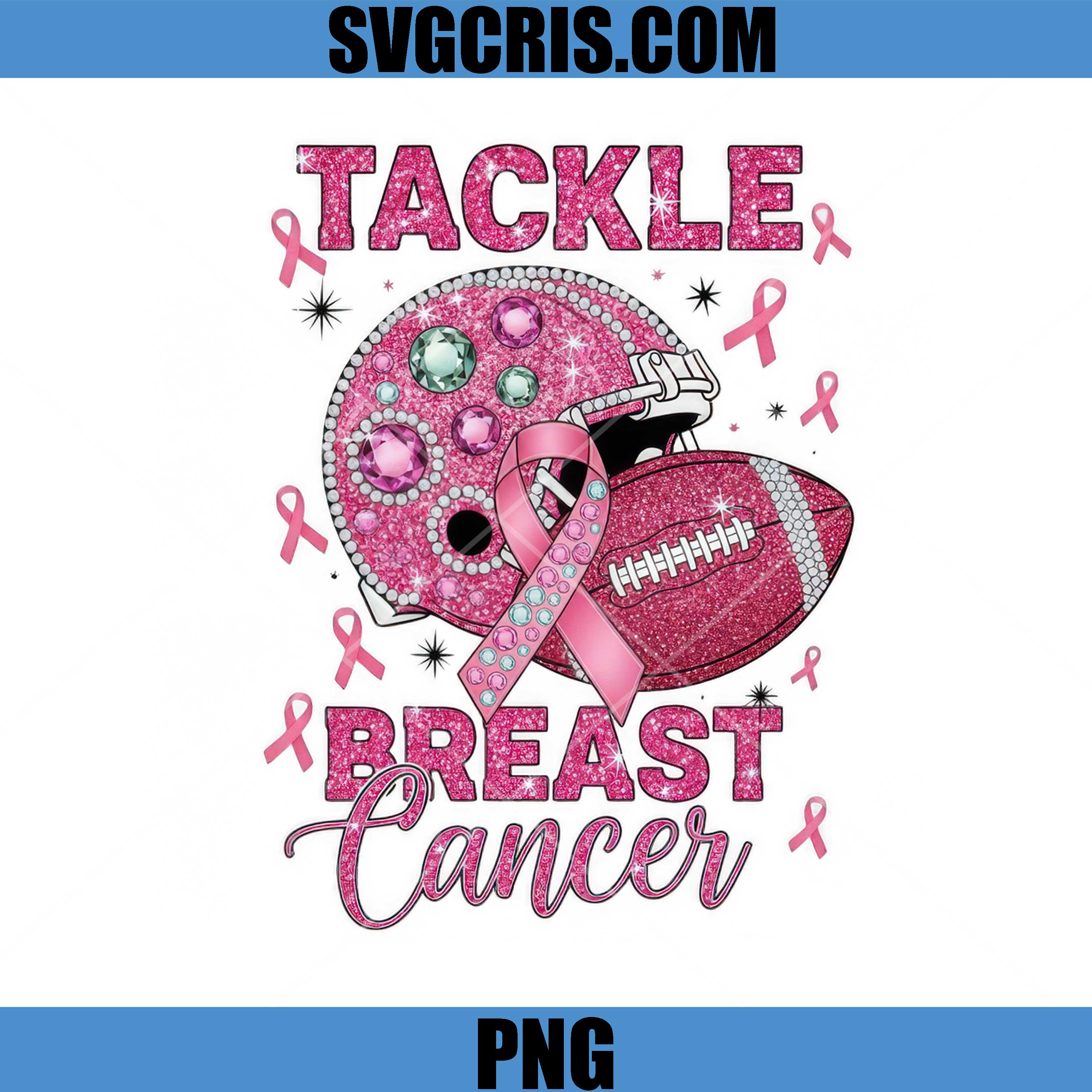 Tackle Breast Cancer Football PNG, Pink Ribbon Helmet PNG