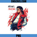 Michael Jackson Retro Style Illustration PNG, Pop Star Jacket Pose PNG