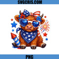 Patriotic Highland Cow USA PNG, 4th July Cow PNG