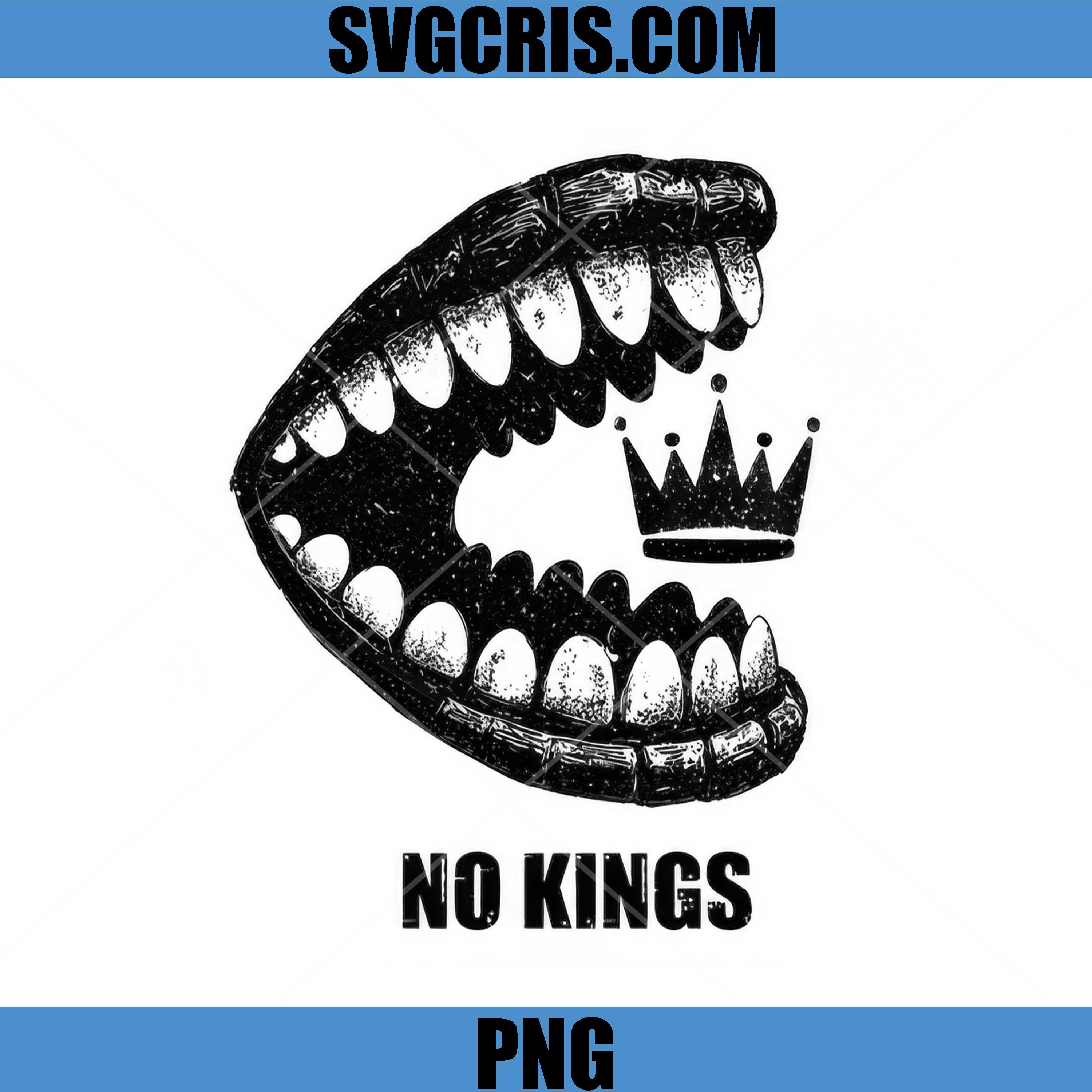 No Kings Mouth Crown Graphic PNG, Anti Monarchy Art PNG