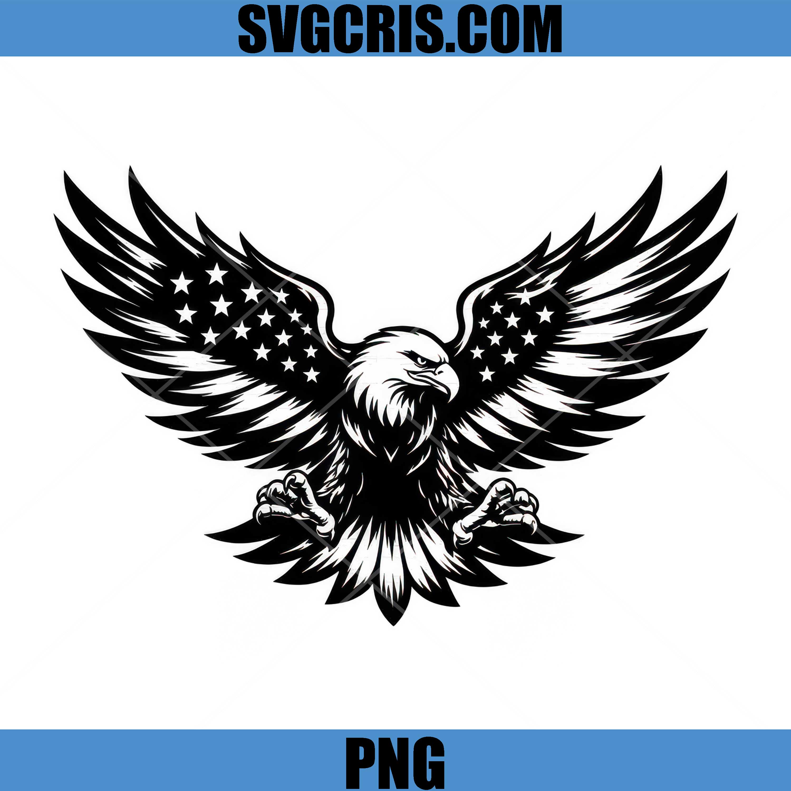 American Eagle With Flag Wings Design PNG, Patriotic Eagle Graphic PNG