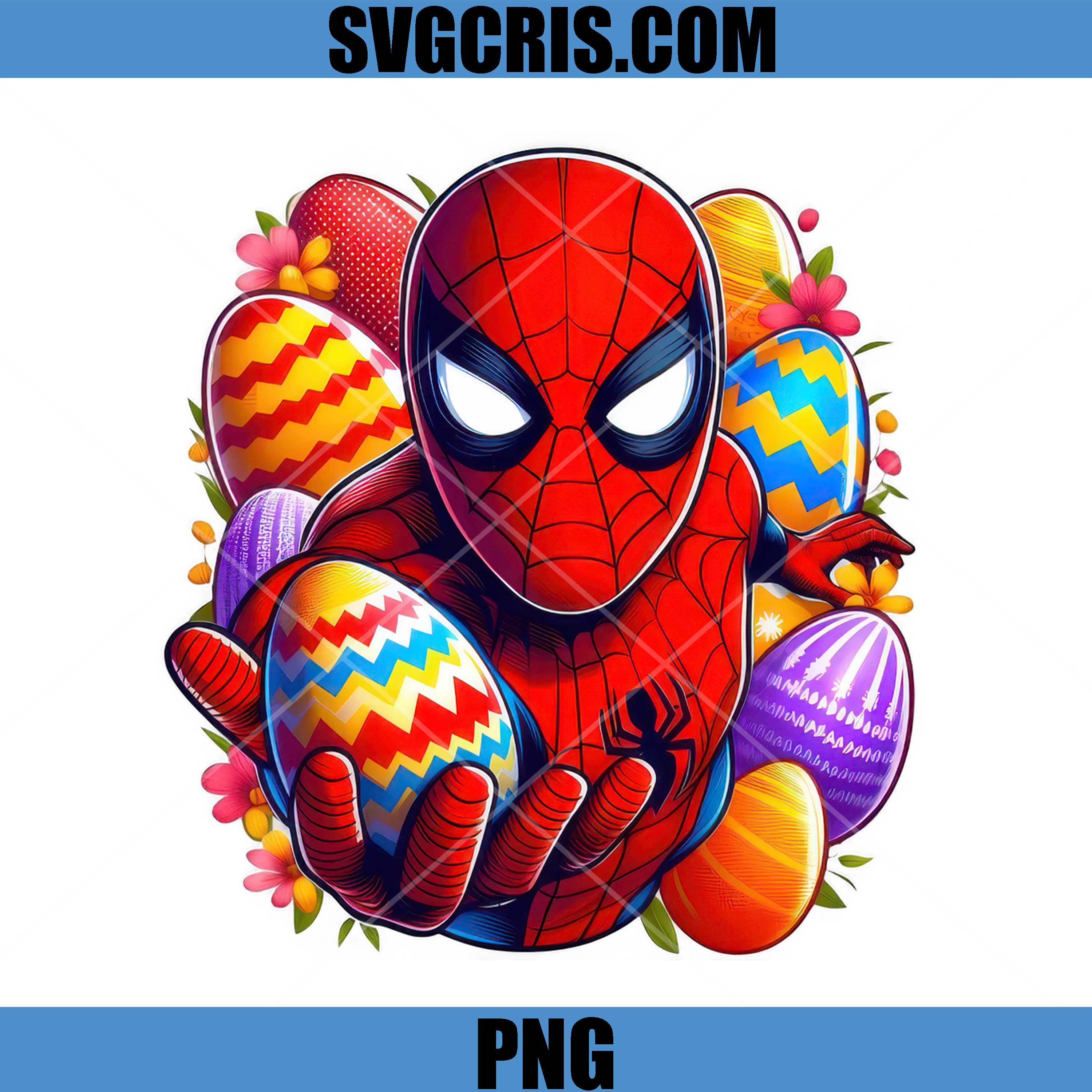 Spider Man Holding Easter Eggs PNG, Superhero Easter Basket Design PNG