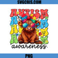 Autism Awareness Cow PNG, Cow Puzzle Glasses Bow PNG