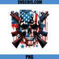 American Flag Skull With Guns PNG, USA Skull 4th July PNG