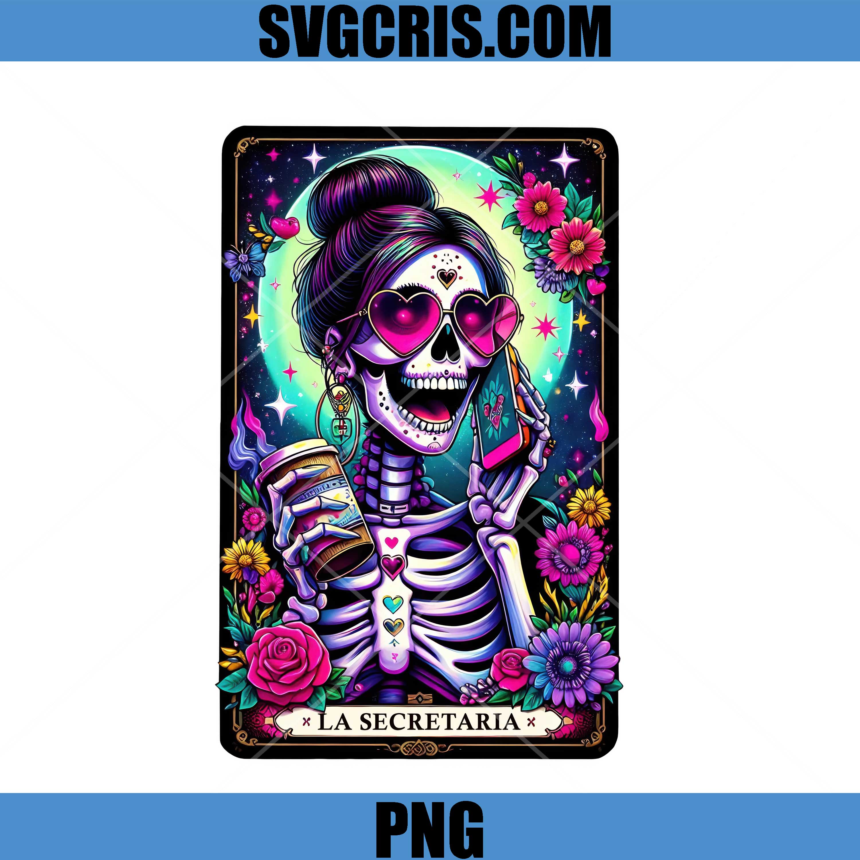 La Secretaria PNG, Skeleton Tarot Card Coffee PNG