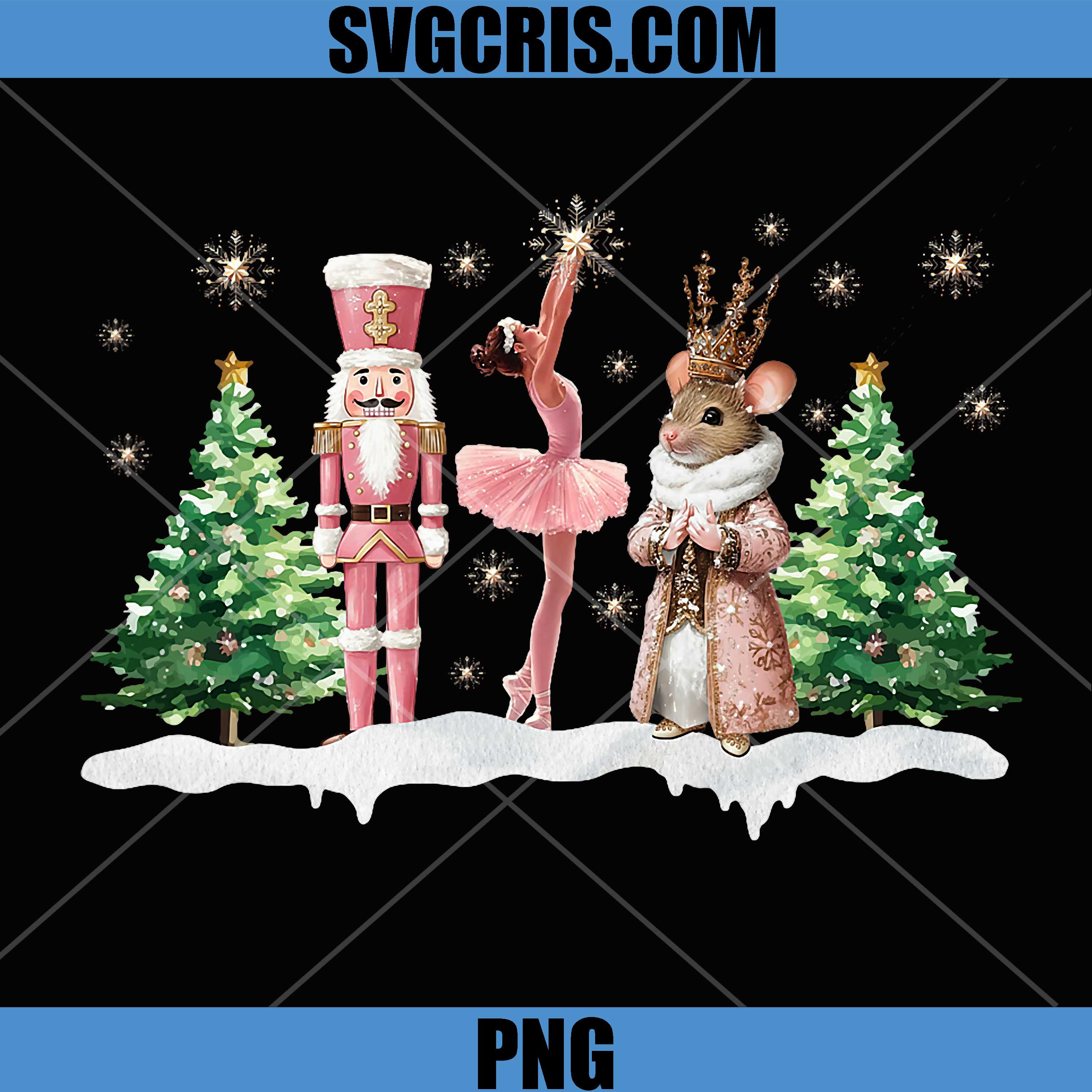 Nutcracker Ballet Pink Christmas PNG, Mouse King Ballerina Xmas PNG
