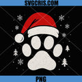 Santa Dog Paw Print Christmas Design PNG, Cute Pet Lover Winter Paw PNG