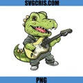 Crocodile Playing Guitar Rock Style Cartoon PNG, Cute Dino Music Character PNG