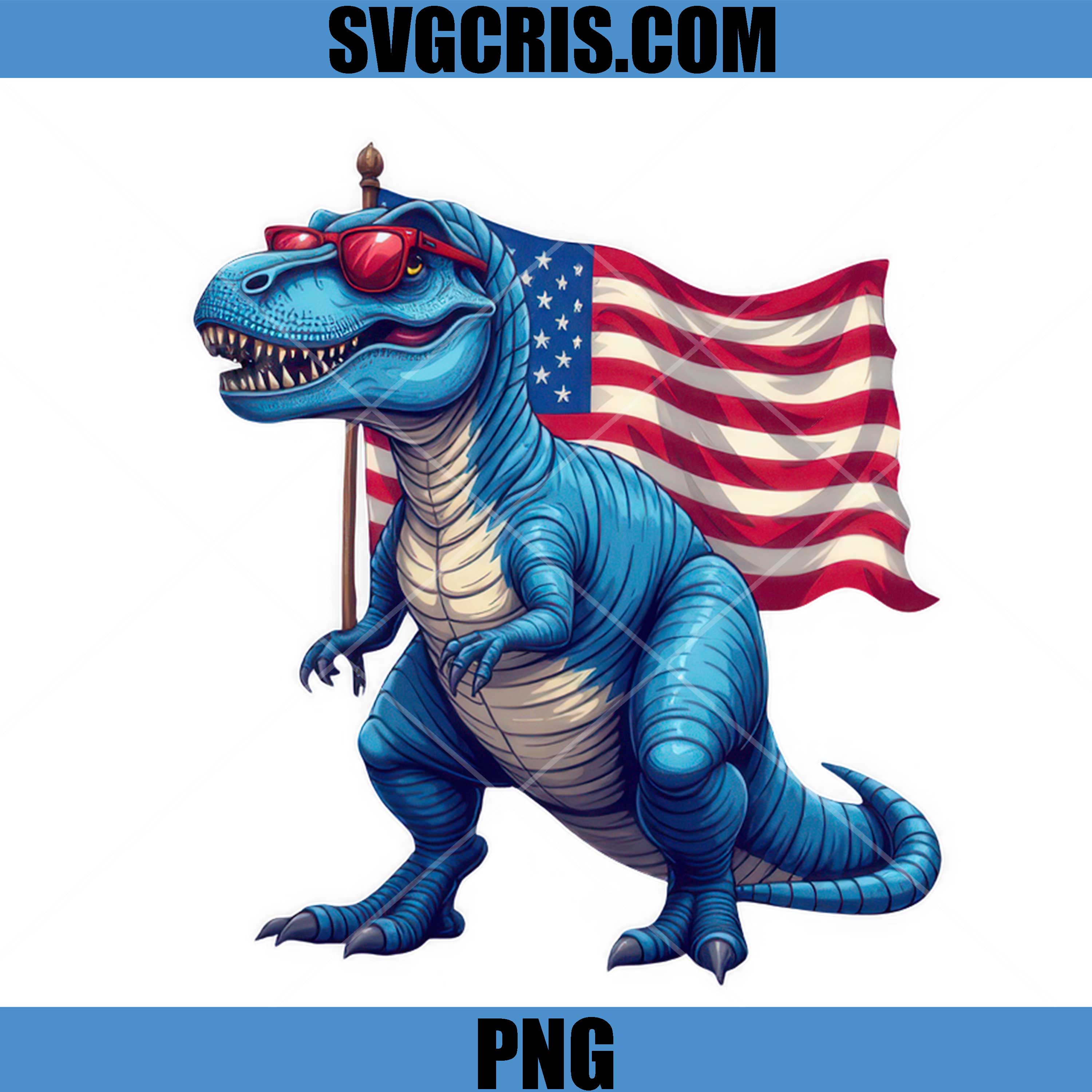 Patriotic T Rex USA Flag Sunglasses PNG, 4th Of July Dino PNG
