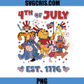 Winnie Pooh July 4th PNG, Patriotic Friends 1776 PNG