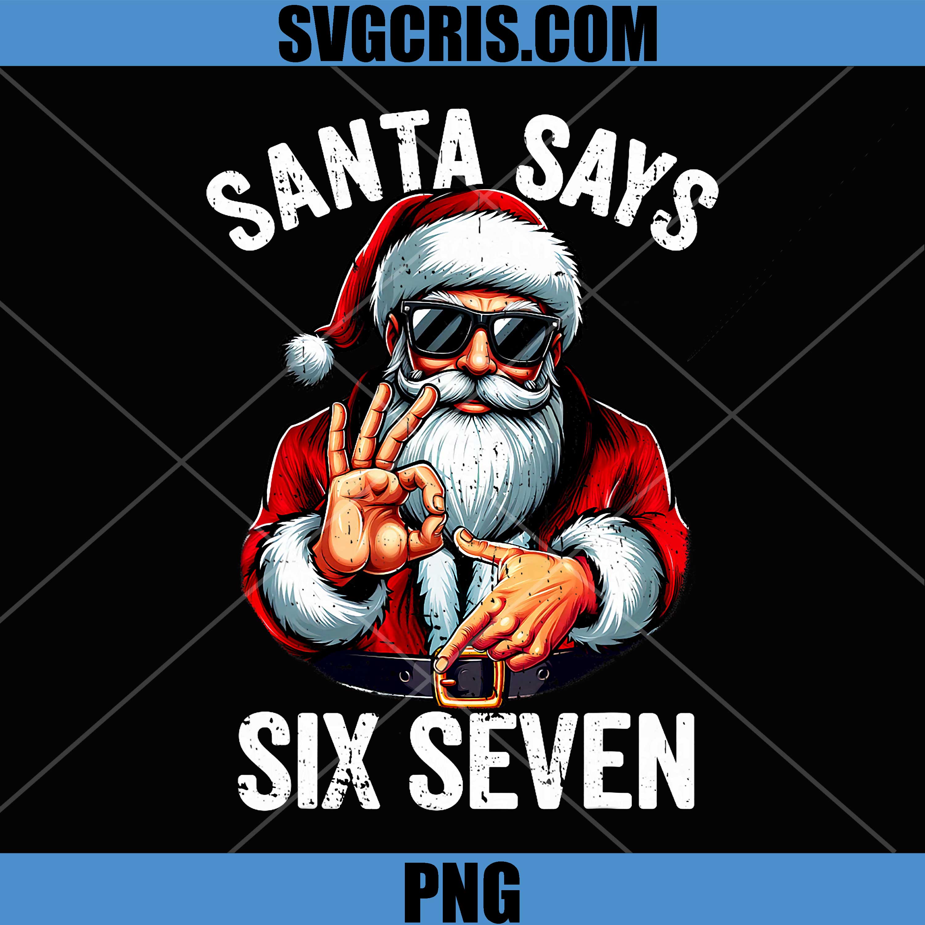 Santa Six Seven Hand Sign PNG, Viral Holiday Meme Art PNG