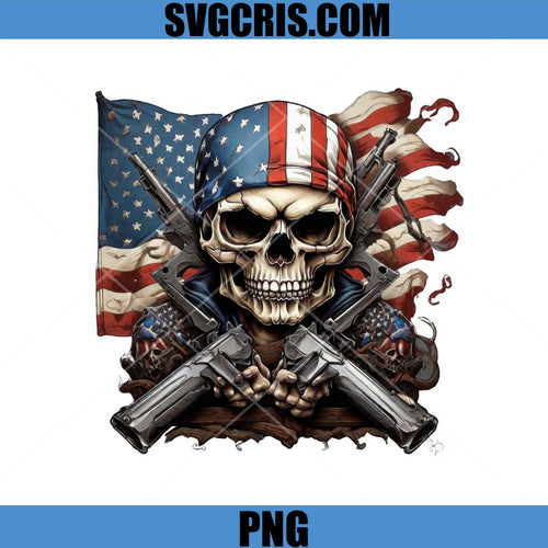 American Flag Skull Patriotic PNG, USA Skull 4th July PNG