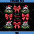 Sorta Merry Sorta Feral Raccoon Christmas PNG, Cute Raccoon Bow Holiday PNG