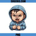 Angry Baby In Blue Cartoon PNG, Cute Mad Kid Face Illustration PNG