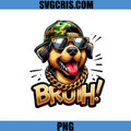 Dog Wearing Sunglasses Bruh PNG, Cool Dog Chain Hat Street Style PNG