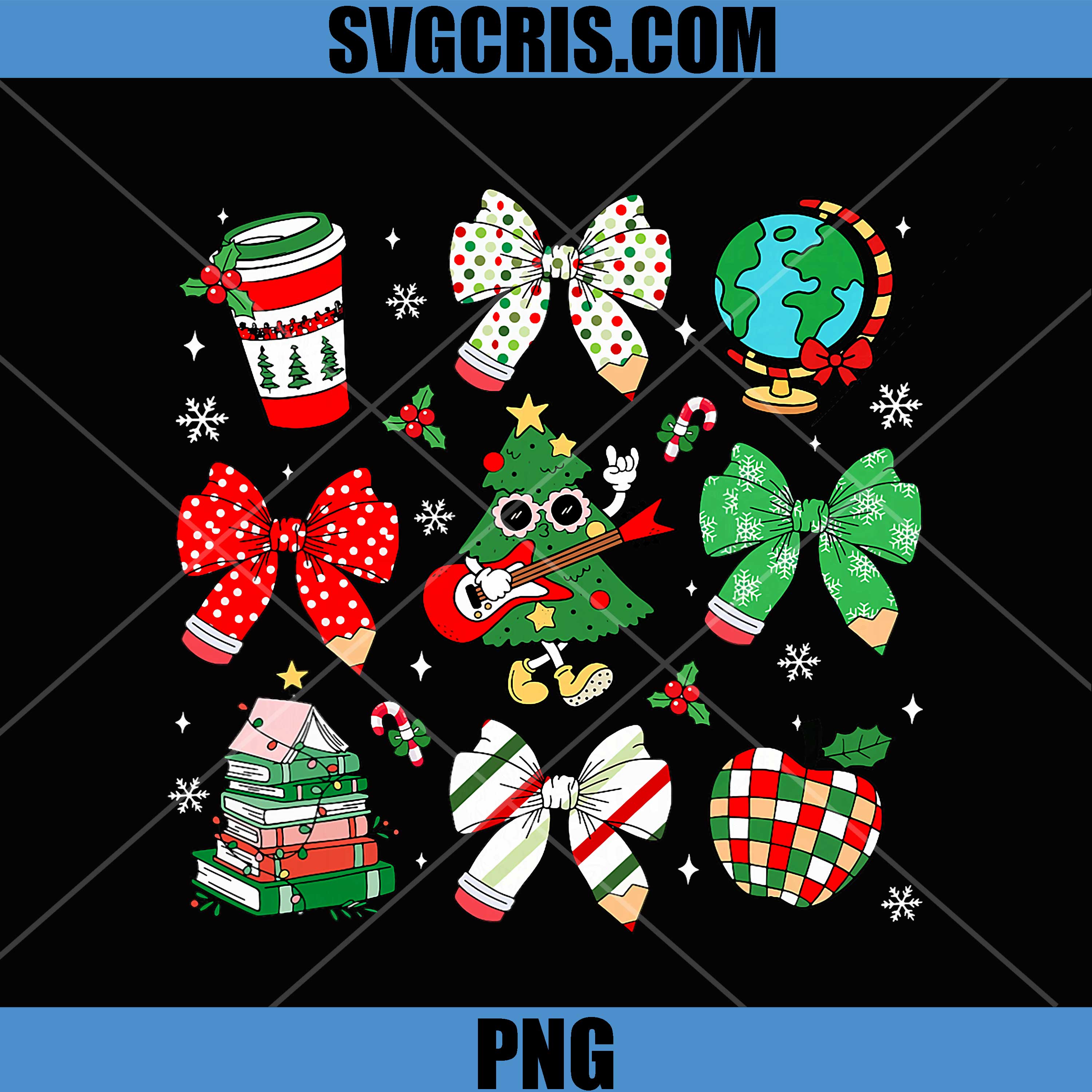 Teacher Christmas Rock Tree Design PNG, Cute School Holiday Icons PNG