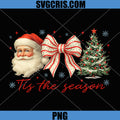 Tis The Season Santa Bow Tree PNG, Coquette Christmas Winter PNG