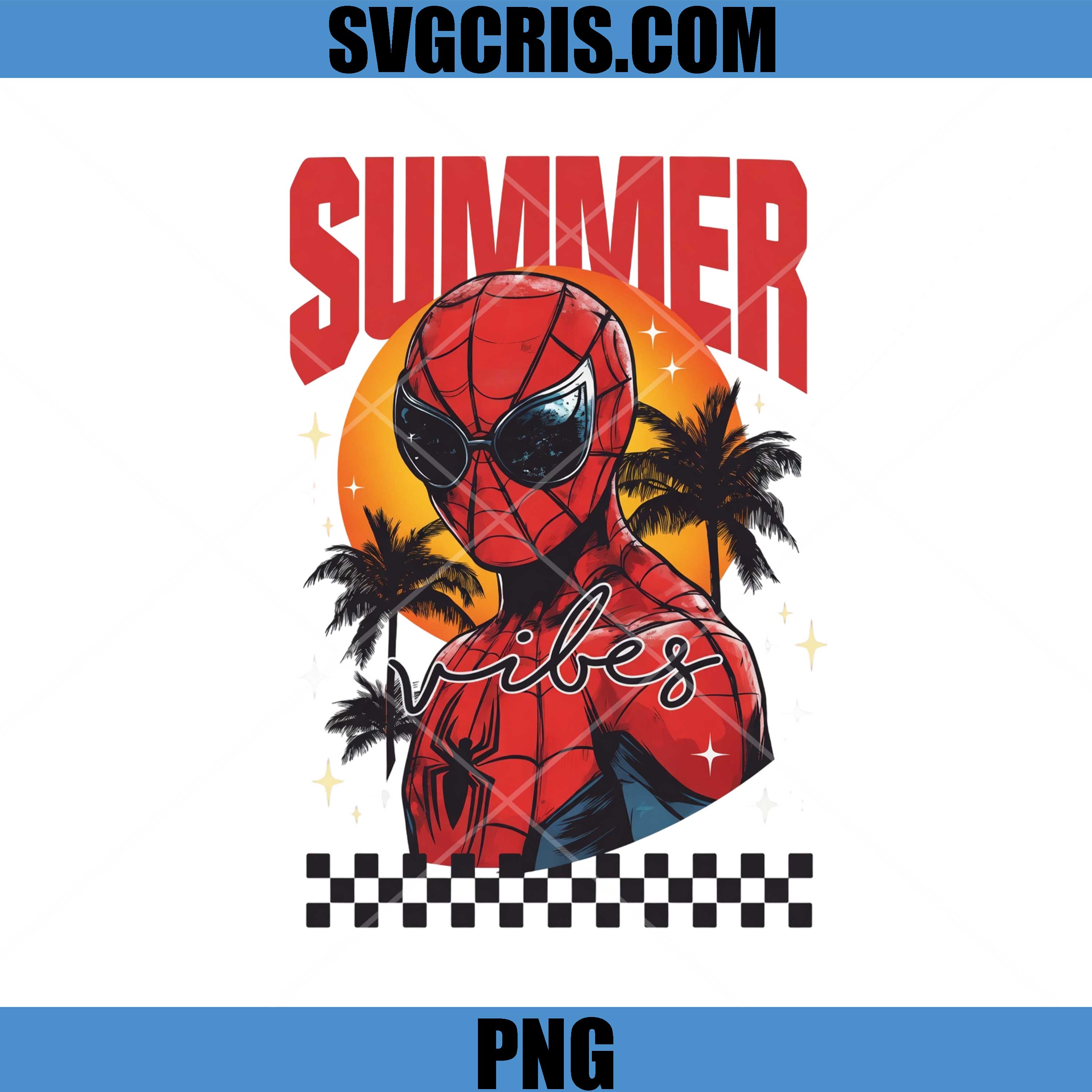 Summer Vibes Spiderman PNG, Beach Palm Tree Hero PNG